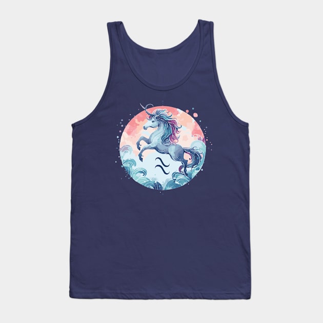 Aquarius Zodiac Watercolor Sign Tank Top by Heartsake